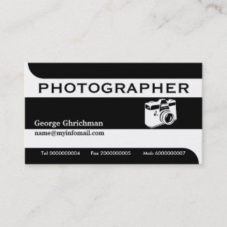 Carte De Visite Caméra photographe noir, blanc attirant l'oeil