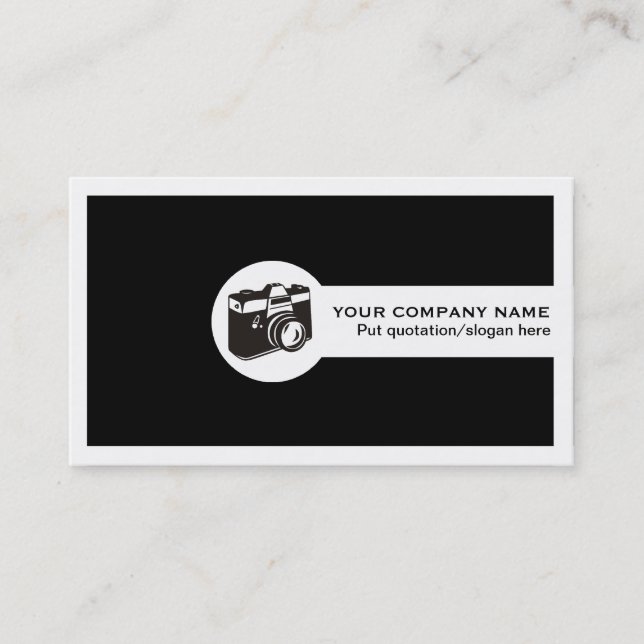 Carte De Visite Caméra Photographe noir et blanc (Devant)