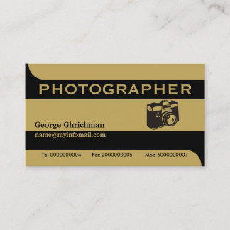 Carte De Visite Caméra photographe noir, or accrocheur