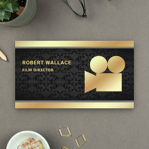 Carte De Visite Caméra vidéo Or Noir Directeur de cinéma professio