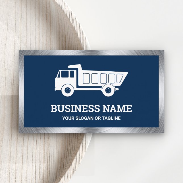 Carte De Visite Camion à benne basculante de construction Navy Blu (Créateur téléchargé)