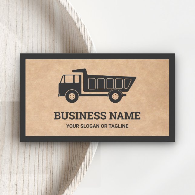 Carte De Visite Camion à benne Construction de Kraft rustique (Créateur téléchargé)
