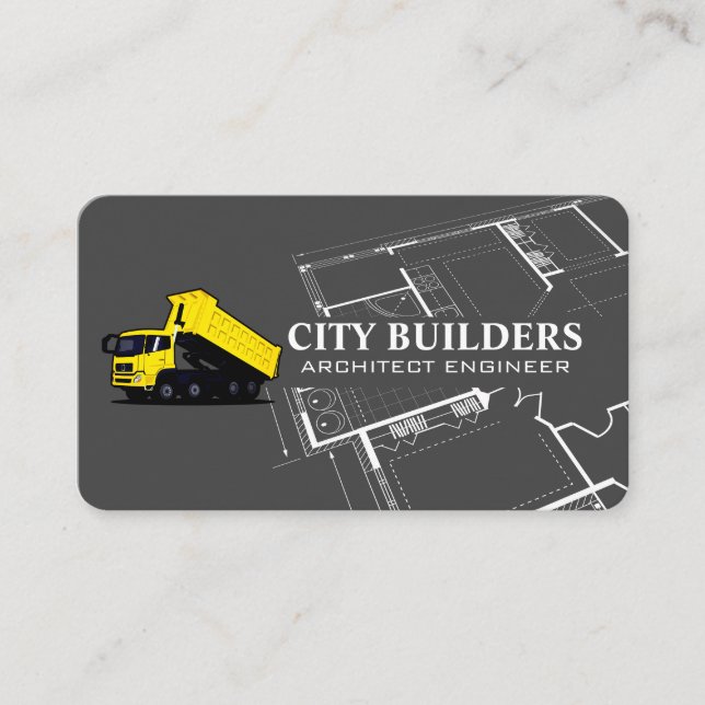 Carte De Visite Camion à benne Logo Construction | Plan  (Devant)