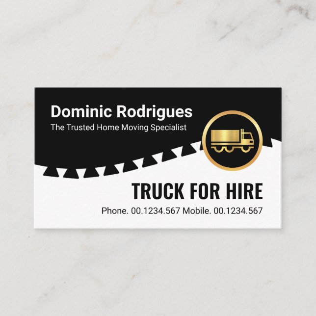 Carte De Visite Camion de déménagement avec couche de roulement de (Devant)