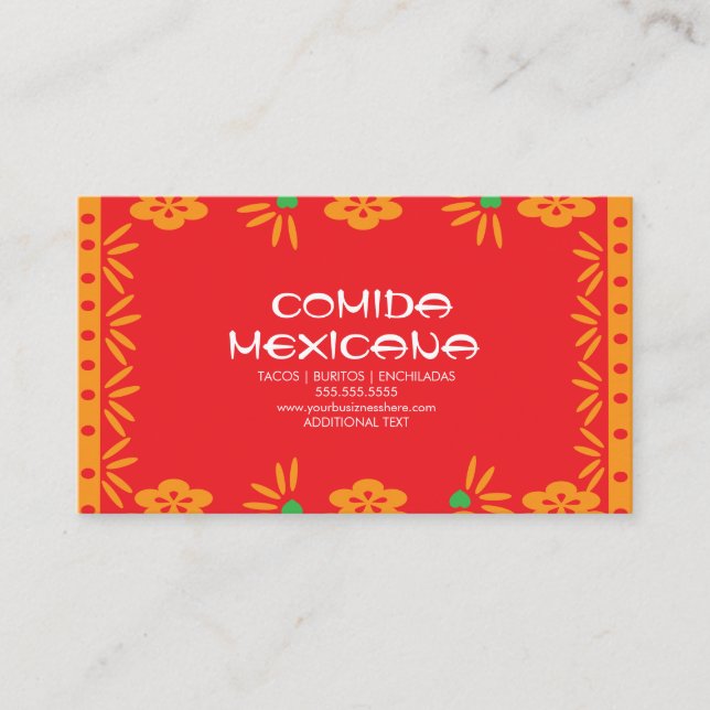 Carte De Visite Camion de Nourriture Mexicaine Comida Papel Picado (Devant)