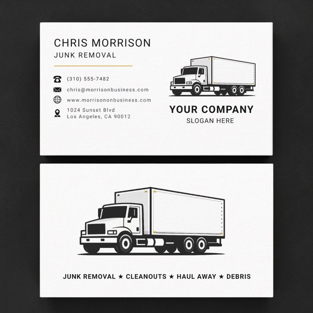 Carte De Visite Camion de services de retrait de déchets  (Créateur téléchargé)