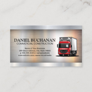 Carte De Visite Camion de travail rouge   Construction
