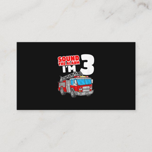 Carte De Visite Camion d'incendie 3 ans pompier 3e anniversaire (Devant)