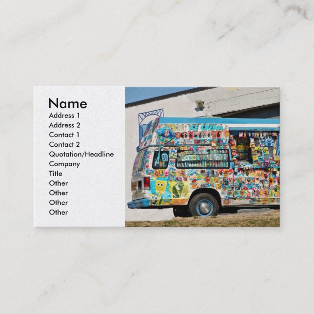 Carte De Visite Camion - Glace - Mal de tête à la glace (Devant)
