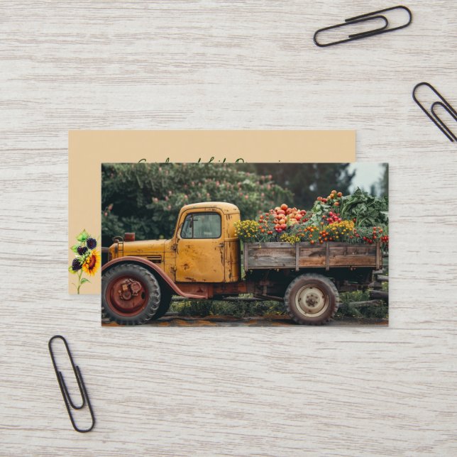 Carte De Visite Camion jaune produit tournesol (Devant/Arrière en situation)