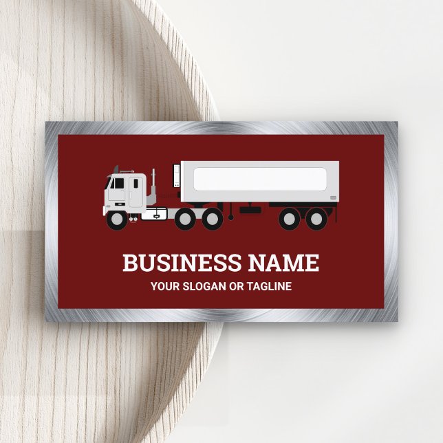 Carte De Visite Camion Remorque de Transport Logistique Rouge Fonc (Créateur téléchargé)