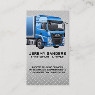 Carte De Visite Camion semi-bleu   Arrière - plan en acier de tôle