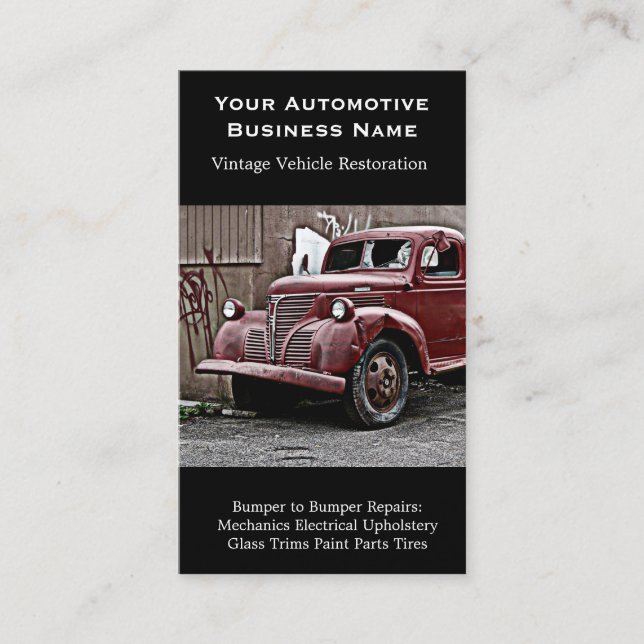 Carte De Visite Camion totalement détruit avec le pare-brise (Devant)