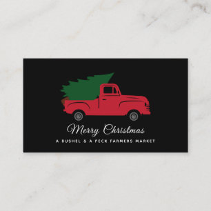 Carte De Visite Camion Vintage rouge avec sapin de Noël