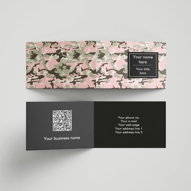 Carte De Visite Camo rose et vert, camouflage, militaire, armée (Créateur téléchargé)