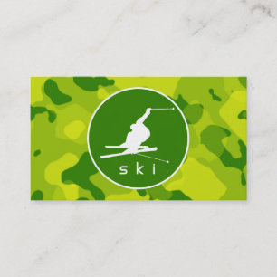 Carte De Visite Camo vert Apple ; ski de neige