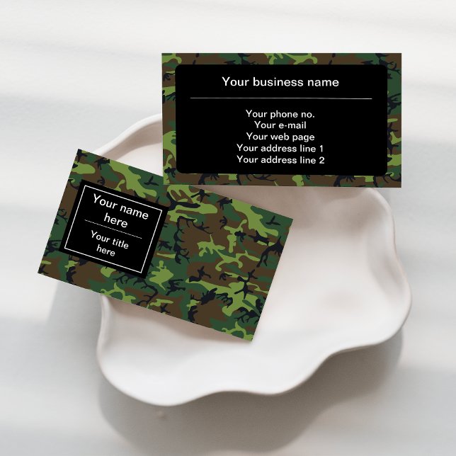 Carte De Visite Camo Vert, Camouflage, Militaire, Armée (Créateur téléchargé)