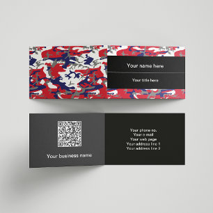 Carte De Visite Camouflage, Bleu Blanc Rouge Gris, Militaire, Armé