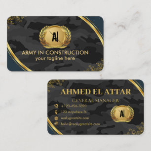 Carte De Visite Camouflage Blue Gold Professionnel