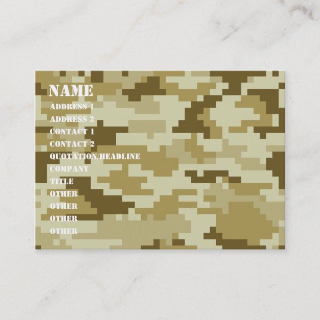 Carte De Visite Camouflage/Camo de désert de 8 de bit Digitals de (Devant)