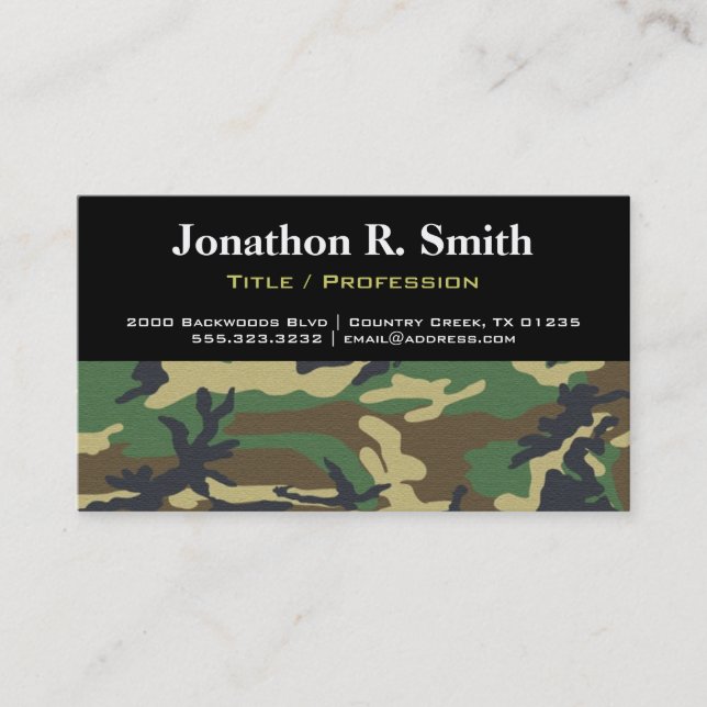 Carte De Visite Camouflage/carte de visite professionnel de Camo (Devant)