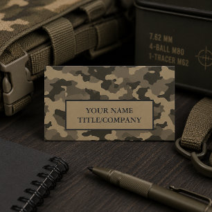 Carte De Visite Camouflage Kaki Nom de l'entreprise Noir