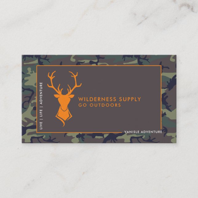 Carte De Visite Camouflage Orange Deer Logo Vente au détail (Devant)