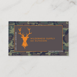 Carte De Visite Camouflage Orange Logo Cerf Détail Extérieur