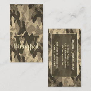 Carte De Visite Camouflage Parties scintillant or foncé Monogramme