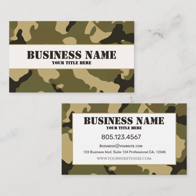Carte De Visite Camouflage vert (Devant / Derrière)