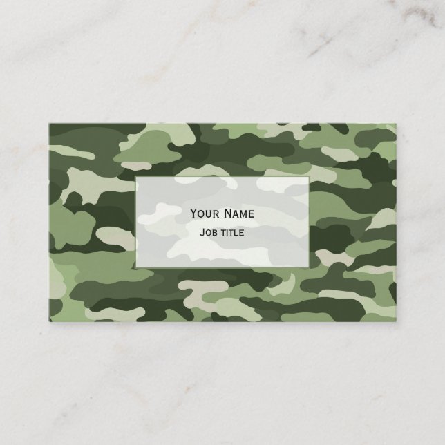 Carte De Visite Camouflage Vert (blanc transparent) (Devant)