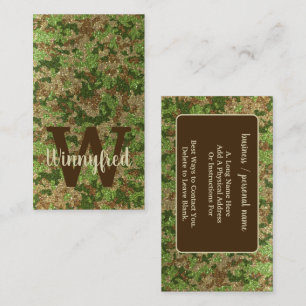 Carte De Visite Camouflage vert coupé en extérieur Nom du monogram