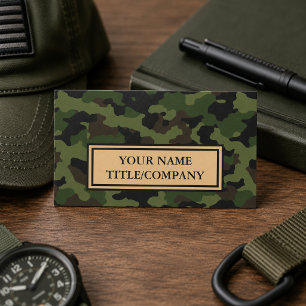 Carte De Visite Camouflage Vert Nom de l'entreprise noire