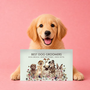 Carte De Visite Camp d'aventure pour chiens verts sentier aquarell
