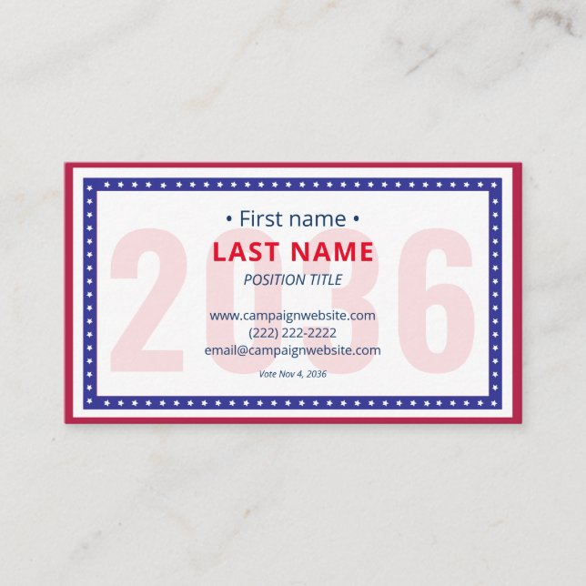 Carte De Visite Campagne bilingue Coordonnées Info Voter Sensibili (Devant)