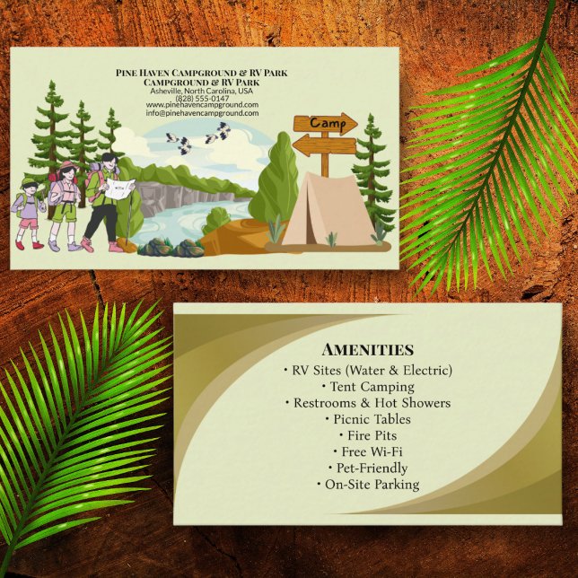 Carte De Visite Campground RV Park Rustic Outdoor Business Design (Créateur téléchargé)