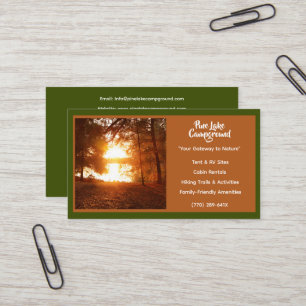 Carte De Visite Camping de la forêt verte d'Olive foncé