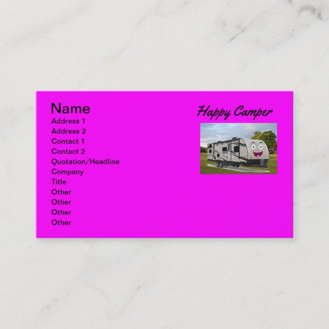 Carte De Visite Camping Happy Retirement dans le RV par Funnycoomb (Devant)