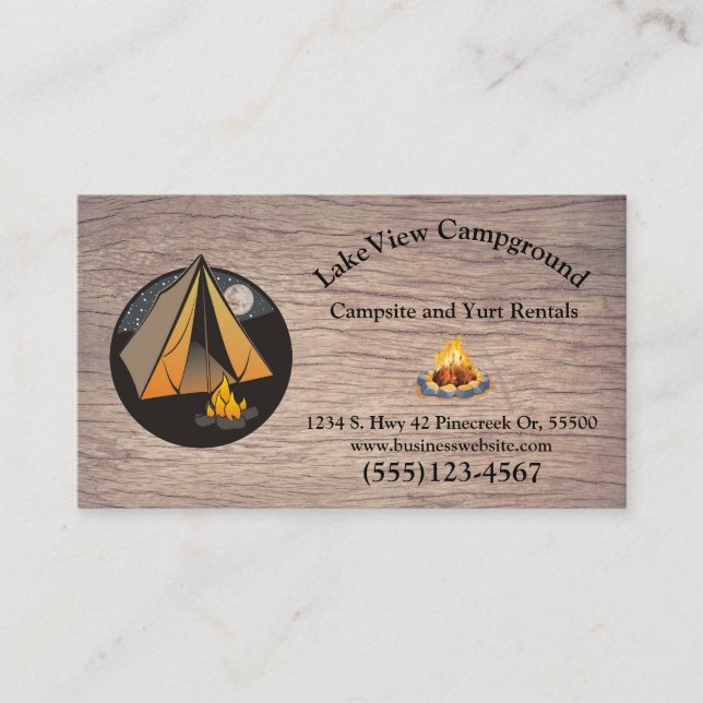 Carte De Visite Camping Rustique Cabine en bois Location de vacanc (Devant)