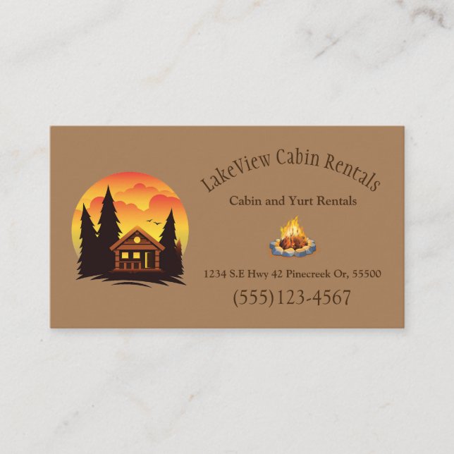 Carte De Visite Camping Rustique Cabine Resort Location vacances (Devant)