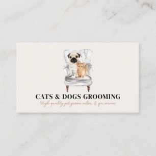Carte De Visite Canapé moderne minimaliste beige pour chien Pug et