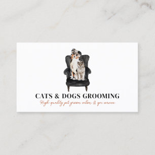 Carte De Visite Canapé noir blanc Chien Chat Groomer animal