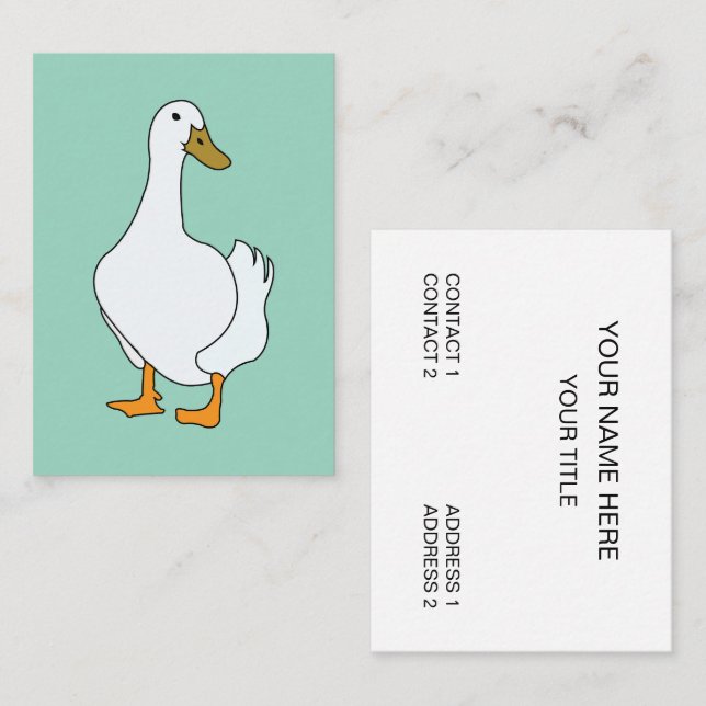 Carte De Visite Canard Oiseau Canard Blanc  (Devant / Derrière)