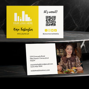 Carte De Visite Canary Yellow Your Logo QR Code Photo Médias socia