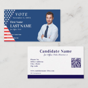 Carte De Visite Candidat bleu de la campagne électorale coutume po