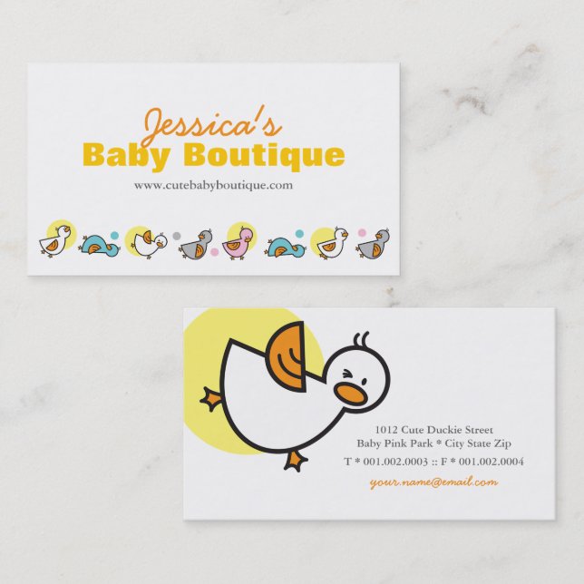 Carte De Visite Canetons et points de dessin animé aux pastels mig (Devant / Derrière)
