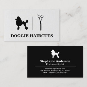 Carte De Visite Caniche   Logo des ciseaux   Grooming