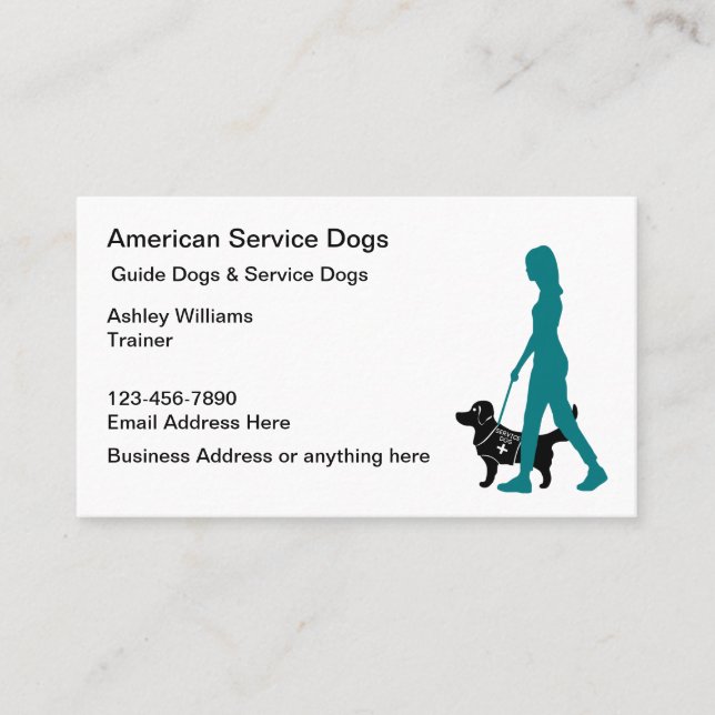 Carte De Visite Canine Service Et Guide Chien Thème (Devant)