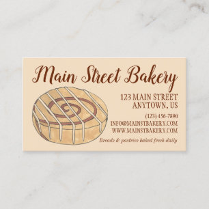 Carte De Visite Cannelle Roll Bun Pâtisserie Chef Boulangerie Café