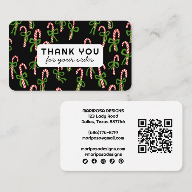 Carte De Visite Canycanes Client Commande Merci QR Code Social (Devant / Derrière)